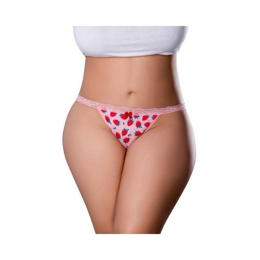 Magic Silk Sweet Treats Split Back & Crotchless Panty With Lube Strawberry Queen Size