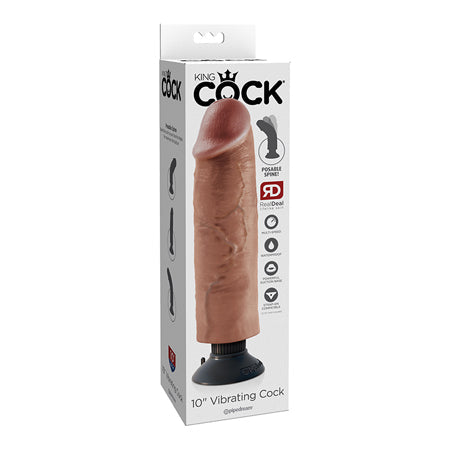 King Cock 10 Vibrating Cock - Tan