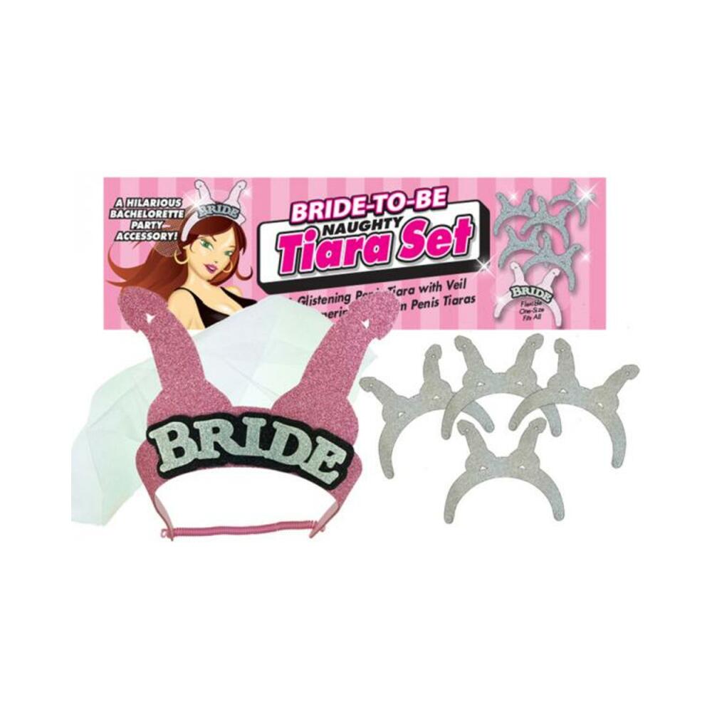 Bride To Be Naughty Bridal Tiara Set Pink Silver