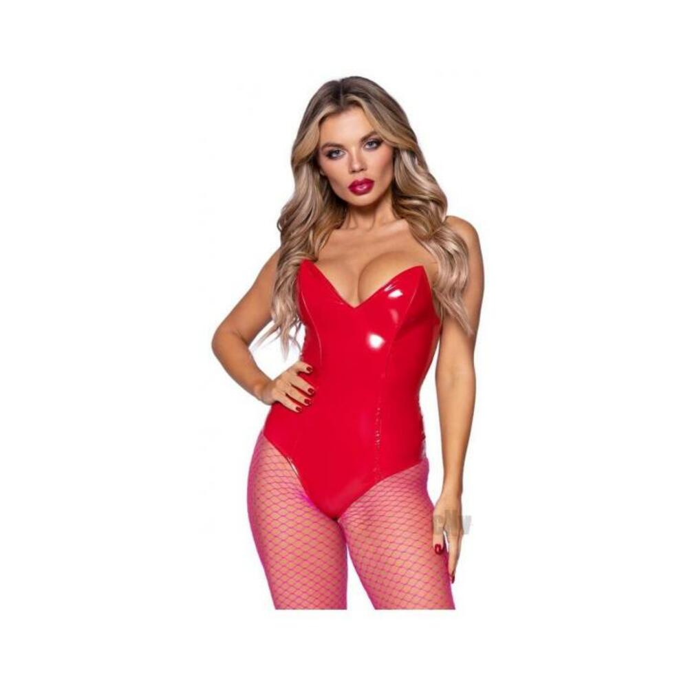 Vinyl Boned Bodysuit Md Red