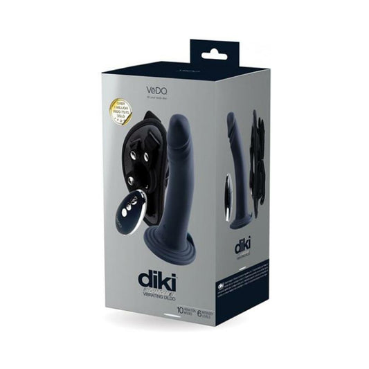 Vedo Diki Rechargeable Vibrating Dildo With Harness Just Black