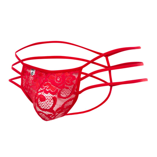 Triple Lace String Thong Red S/M