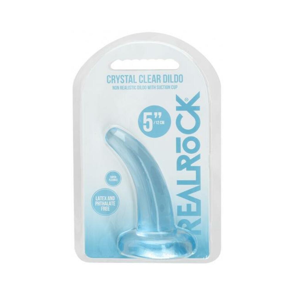 Realrock Crystal Clear Non-realistic Dildo With Suction Cup 4.5 In. Blue