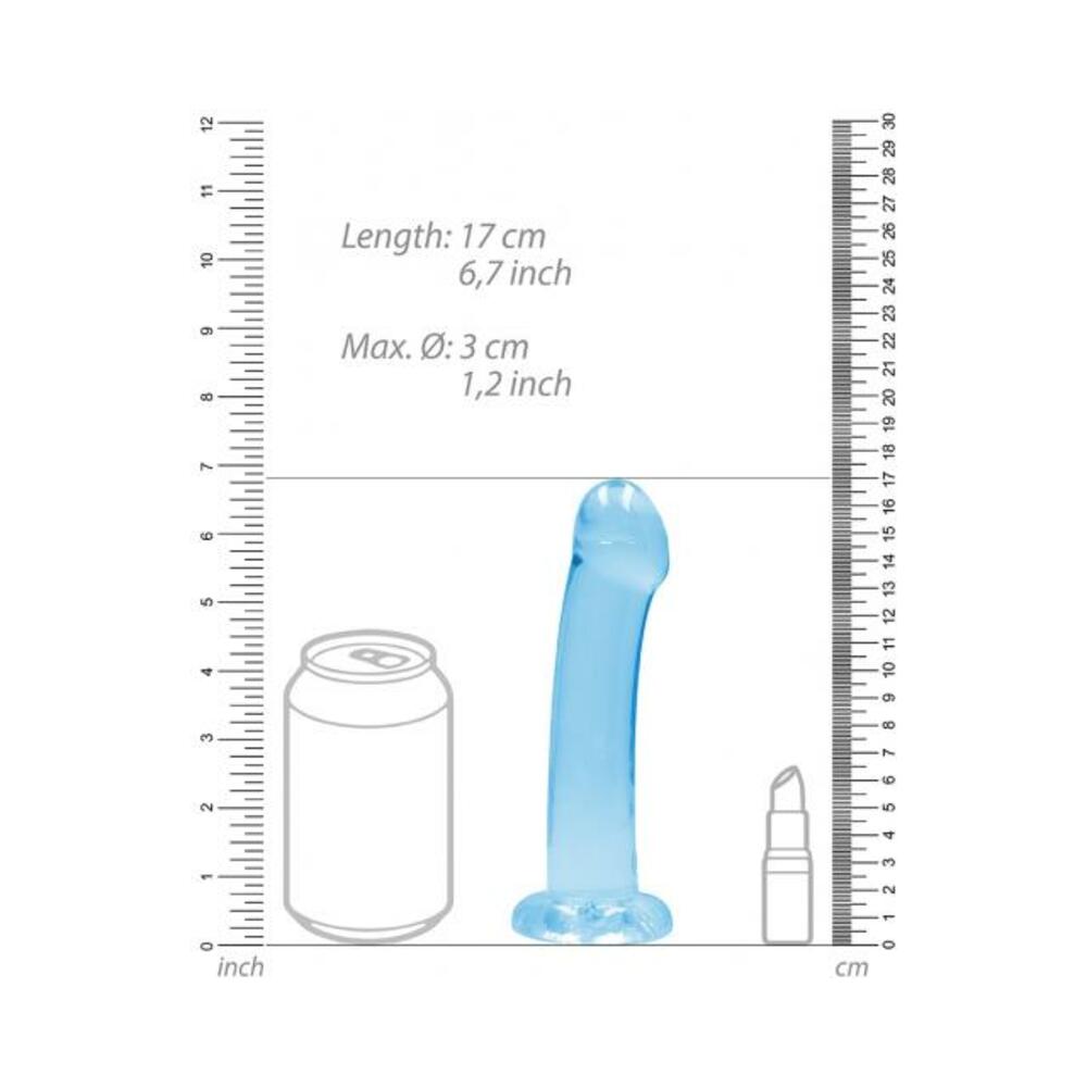 Realrock Crystal Clear Non-realistic Dildo With Suction Cup 6.7 In. Blue