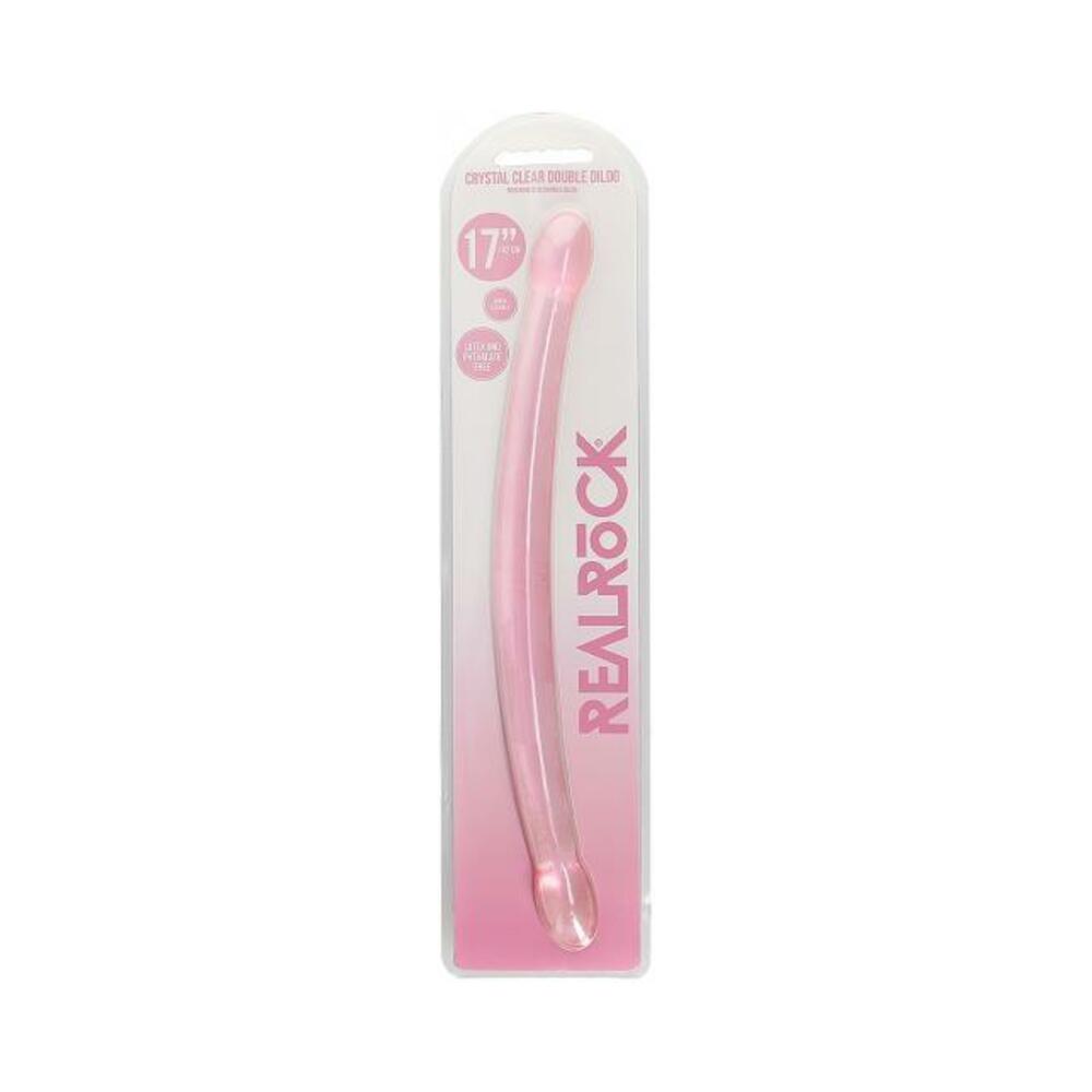 Shots Realrock Crystal Clear 17" Double Dildo  - Pink