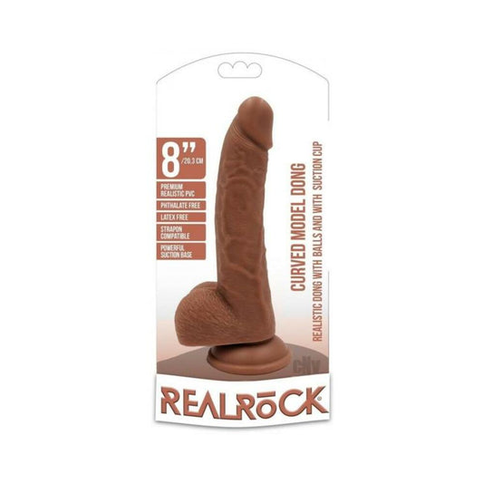Realrock Curved Dildo W/balls 8 Tan