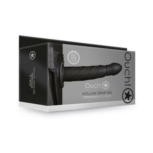 Ouch! Twisted Hollow Strap-on 8 In. Black