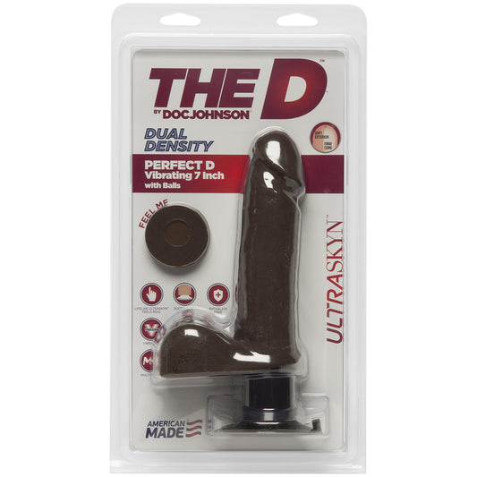 The D Perfect D Vibrating Dildo 7 Inch - Brown/Chocolate