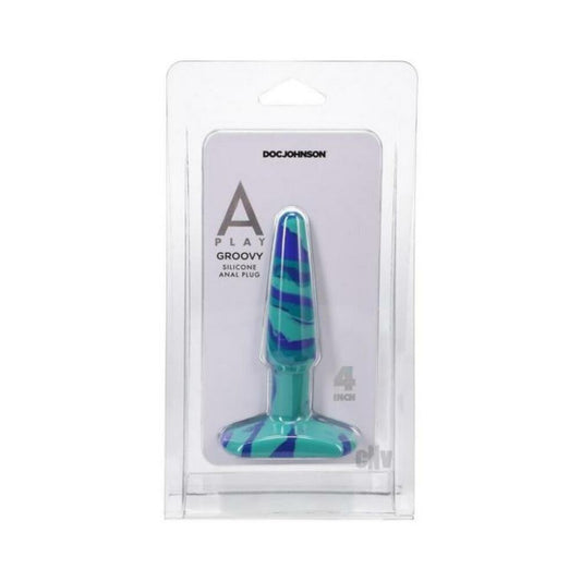 A-play Groovy 4 In. Silicone Anal Plug Ocean