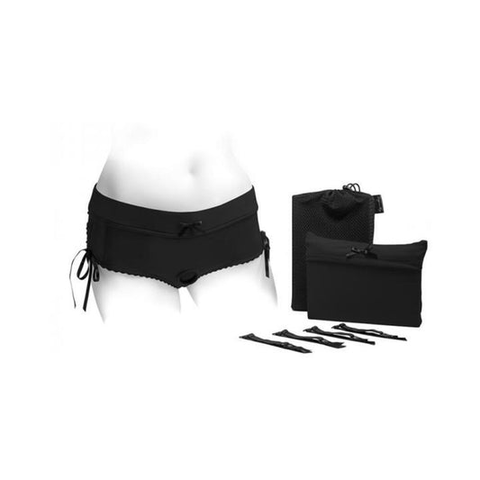 Spareparts Sasha Cinch Booty Short Harness Black Size S