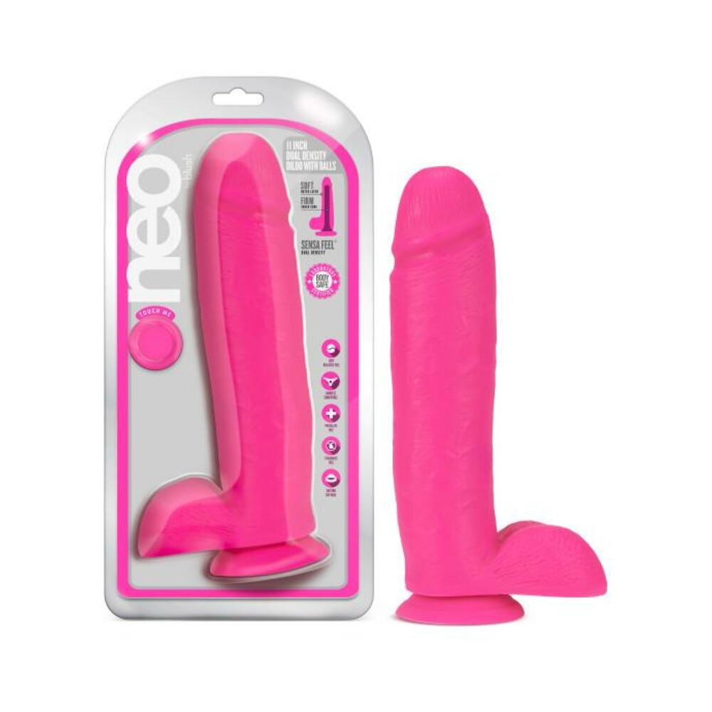 Neo Dual Density Dildo 11` Neon Pink