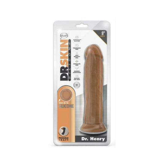 Dr. Skin Dr. Henry Dildo With Suction Cup Silicone 9 In. Mocha