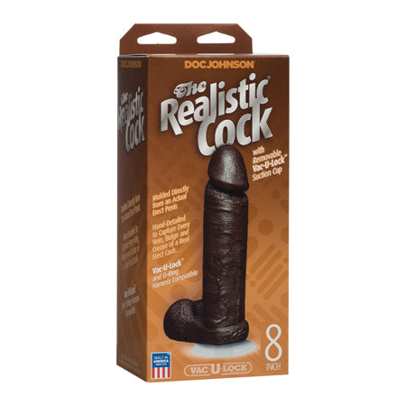 8 Realistic Cock w/Balls - Black