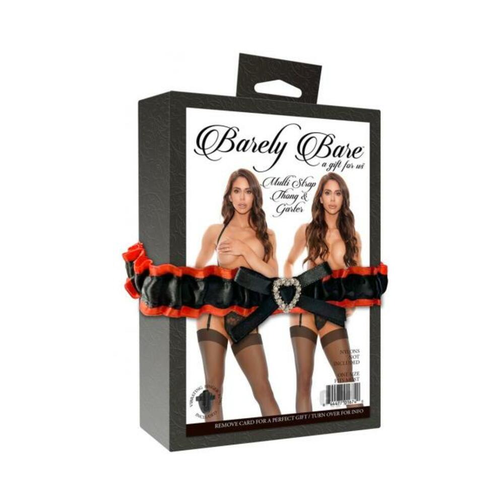Barely Bare Multi-strap Thong & Garter Black Os