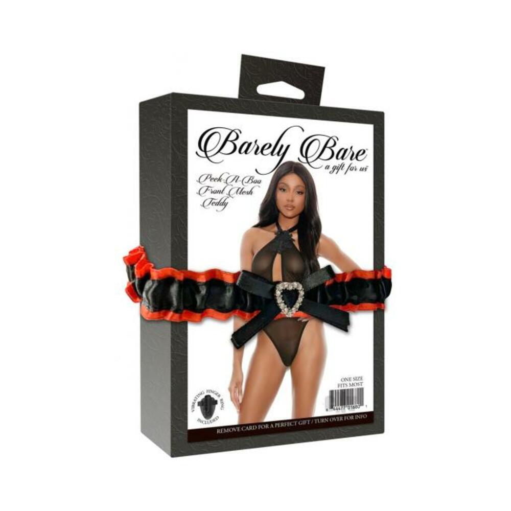 Barely Bare Peek-a-boo Front Mesh Teddy Black Os