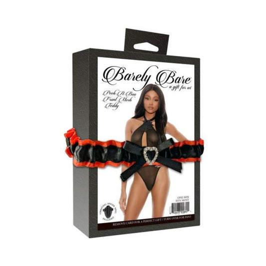 Barely Bare Peek-a-boo Front Mesh Teddy Black Os