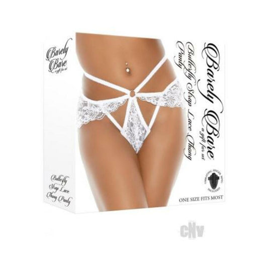 Barely Bare Butterfly Strap Lace Thong Panty White O/s