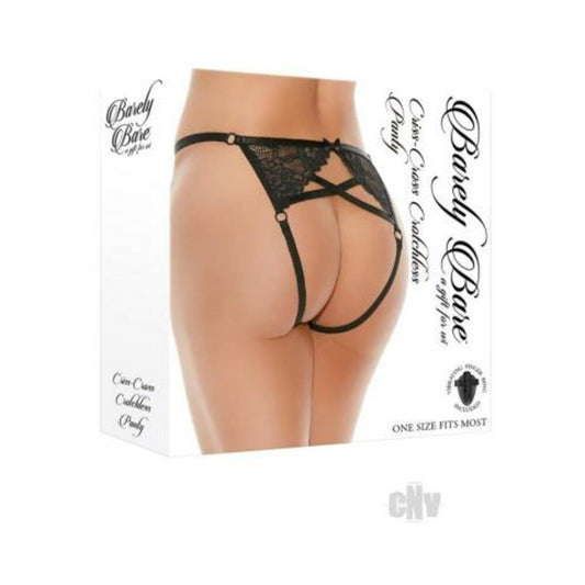 Barely Bare Criss-cross Crotchelss Panty Black O/s