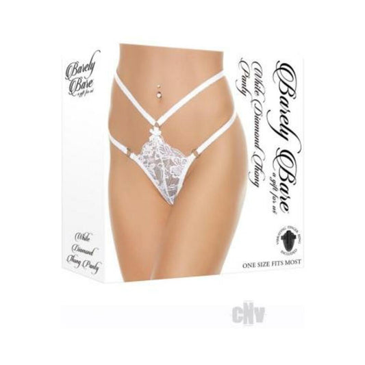 Barely Bare White Diamond Thong Panty White O/s