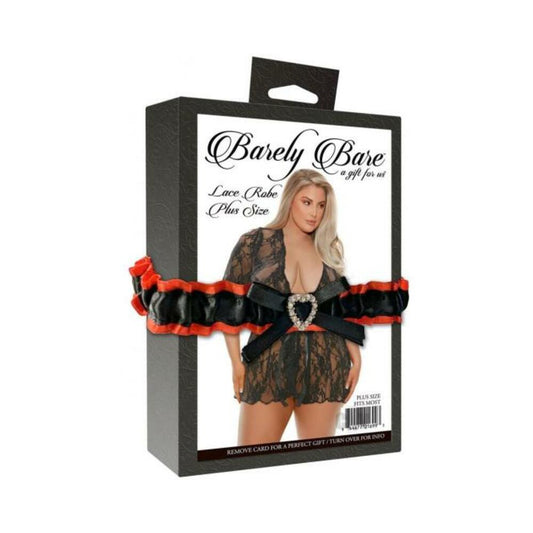 Barely Bare Lace Robe Plus Size Black