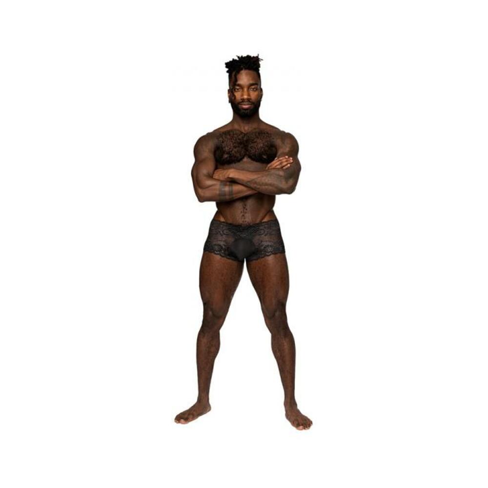 Male Power Sassy Lace Mini Short Sheer Pouch Black M