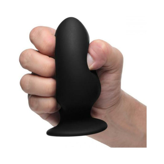 Squeezable Silicone Anal Plug Black Medium