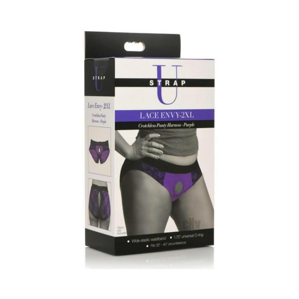 Strap U Lace Envy Crotchless 2xl Purple