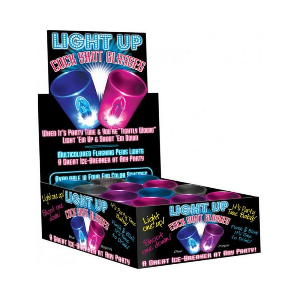 Light Up Cock Shot Glasses 12 Piece Display
