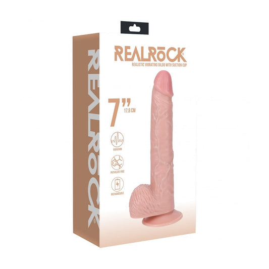 Realrock 7" Vibrating Cock With Balls Regular Straight Flesh