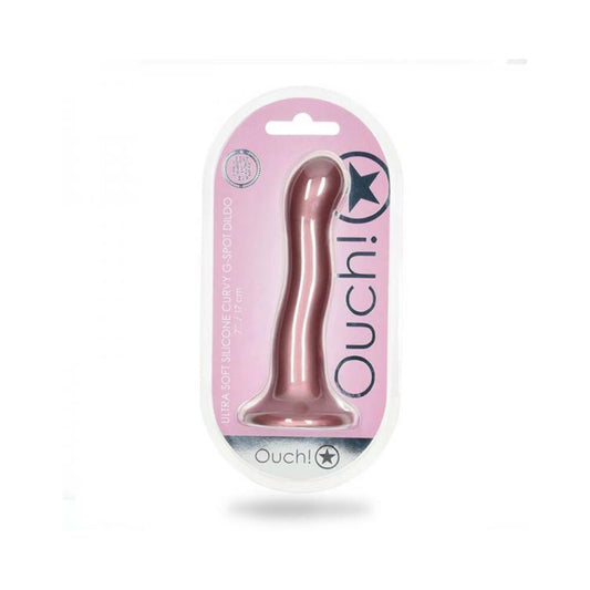 Shots Ouch! Ultra Soft Silicone 7 In. Curvy G-spot Dildo Rose Gold