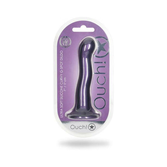 Shots Ouch! Ultra Soft Silicone 7 In. Curvy G-spot Dildo Metallic Purple