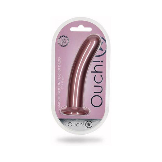 Shots Ouch! Smooth Silicone 7 In. G-spot Dildo Rose Gold