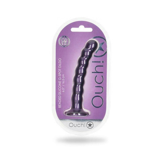 Shots Ouch! Beaded Silicone 6.5 In. G-spot Dildo Metallic Purple