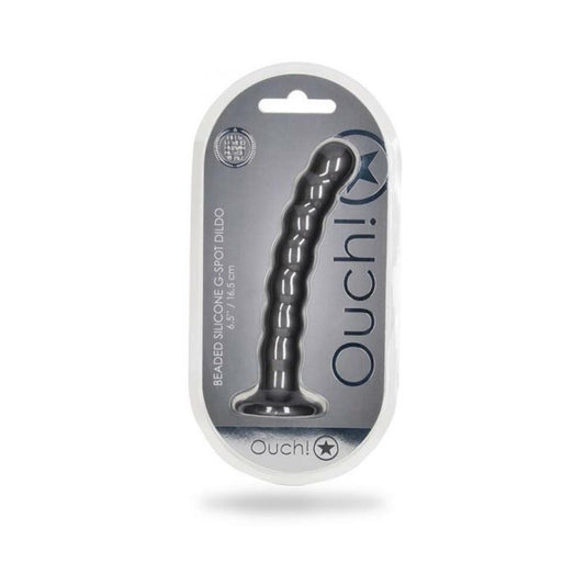 Shots Ouch! Beaded Silicone 6.5 In. G-spot Dildo Gunmetal