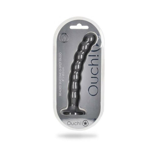 Shots Ouch! Beaded Silicone 8 In. G-spot Dildo Gunmetal