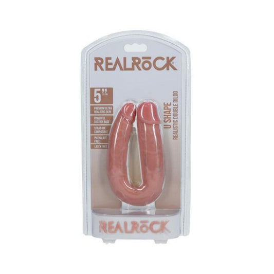 Realrock 5 In. U-shaped Double Dildo Beige