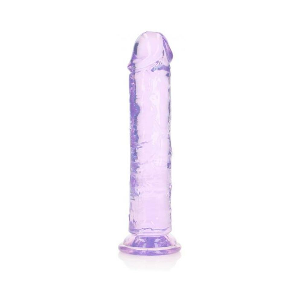 Realrock Crystal Clear Straight 8 In. Dildo Without Balls Purple
