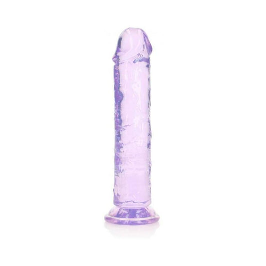 Realrock Crystal Clear Straight 8 In. Dildo Without Balls Purple