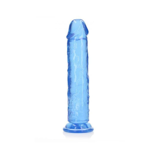 Realrock Crystal Clear Straight 10 In. Dildo Without Balls Blue