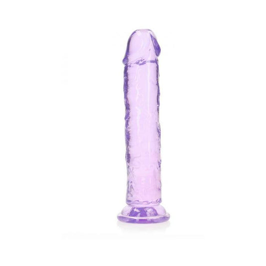 Realrock Crystal Clear Straight 10 In. Dildo Without Balls Purple