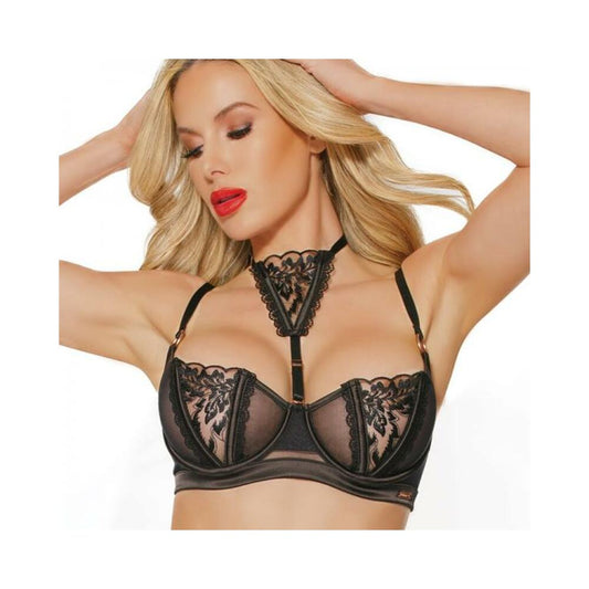 Black Label Underwire Bra With Adjustable Choker Black/rose Gold Large