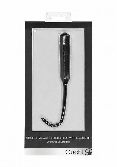 Silicone Vibrating Bullet Plug With Beaded Tip - Urethral Soundi