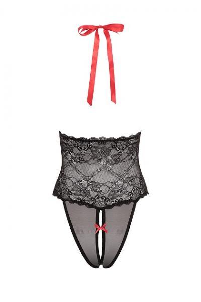 V Plunge Lace & Mesh Teddy Black OS