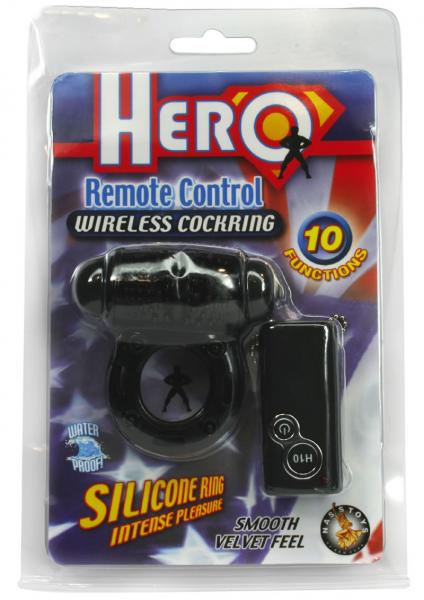 Hero Remote Control Wireless Cock Ring Black
