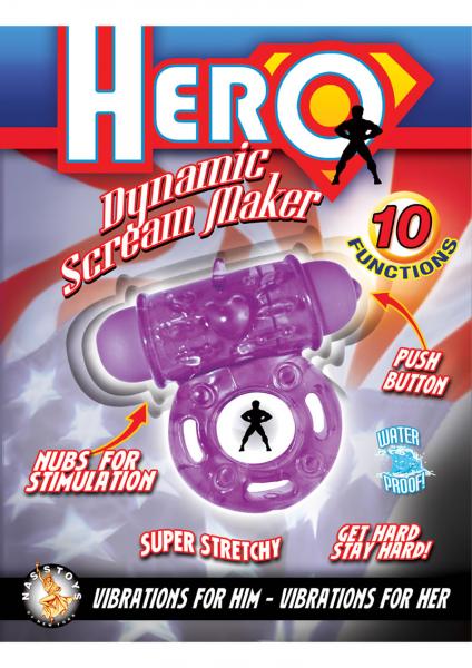 Hero Dynamic Scream Maker Cockring Waterproof Purple