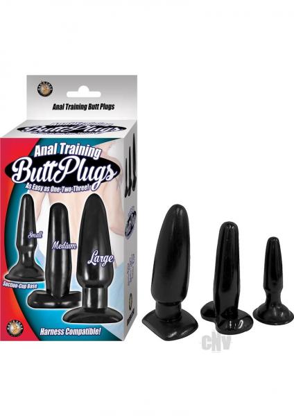 Anal Training Butt Plugs Black 3 Sizes