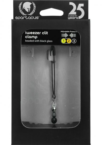 Beaded Clit Clamp With Tweezer Tip - Black