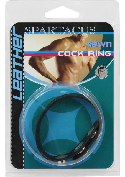 Plain Joe Sewn Leather Cock Ring with Snaps Black