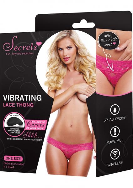 Secrets Vibrating Lace Thong Pink OS