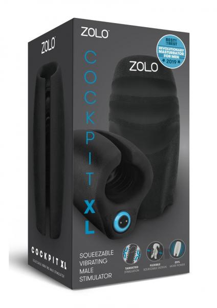 Zolo Cockpit Vibrating Male Stimulator Stroker XL Black